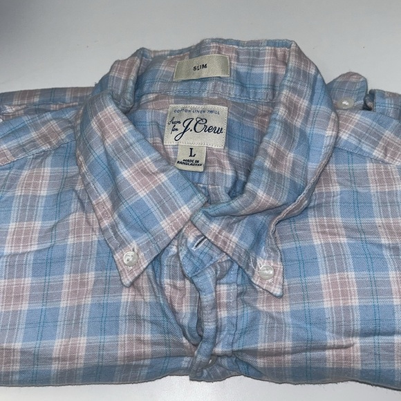 J. Crew men’s button down size large blue and pink - Picture 5 of 5
